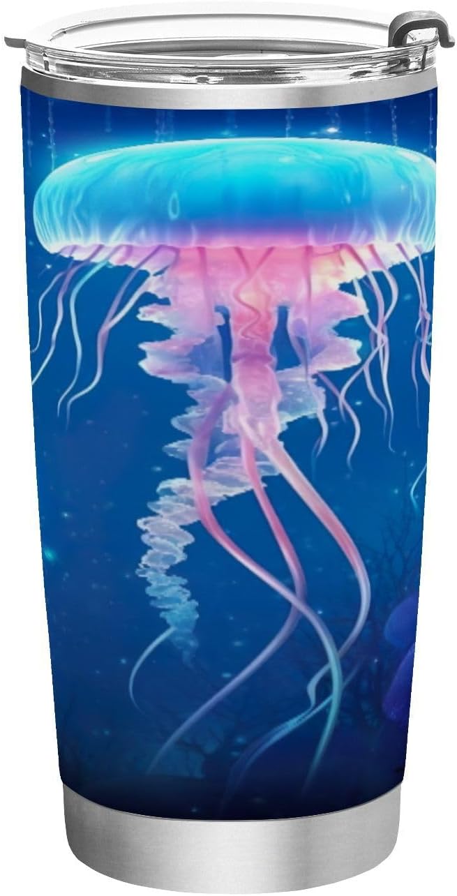 Hidove Deep Ocean Jellyfish Cups with Straws and Lids 20 OZ Stainless