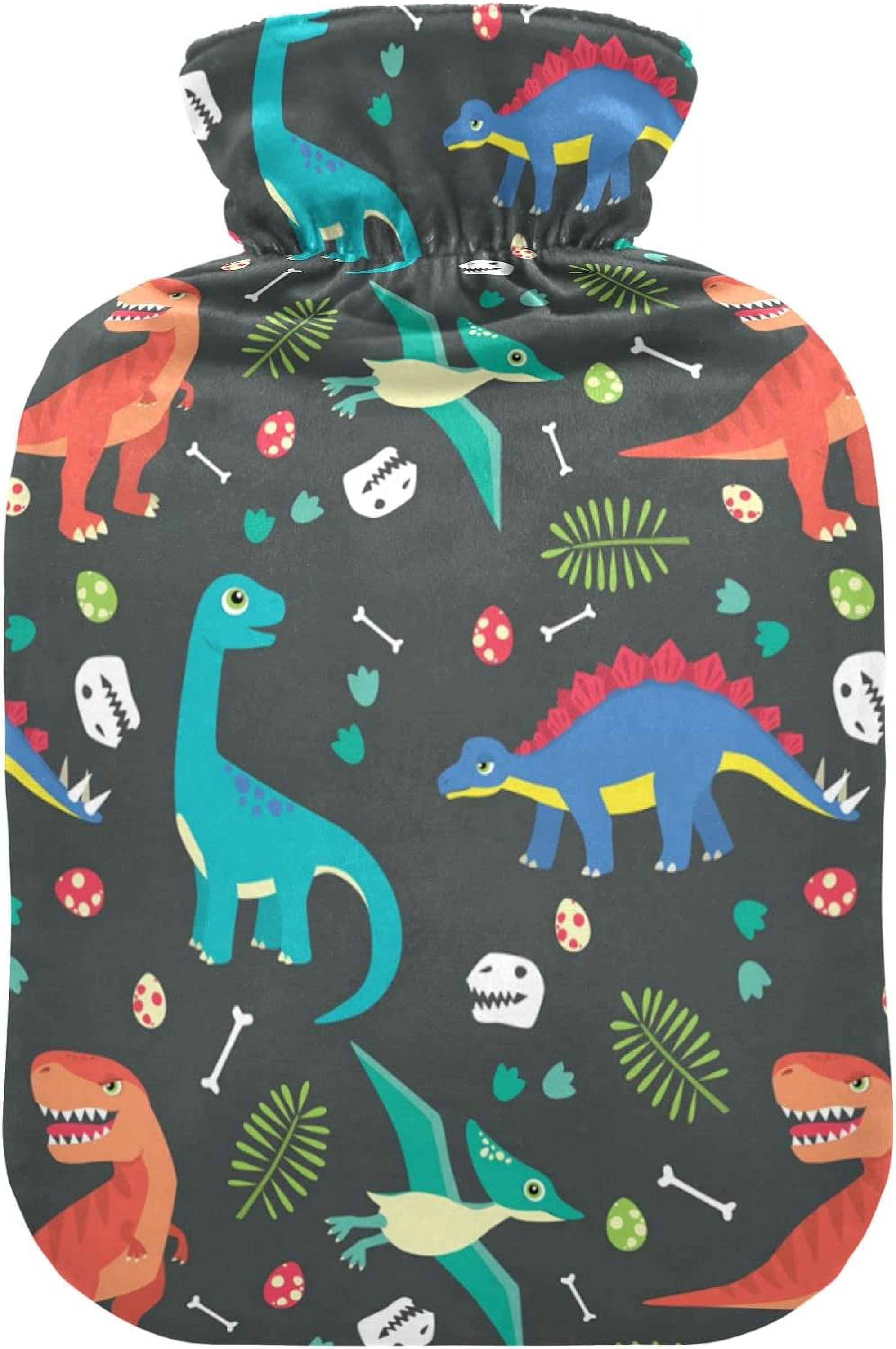 Hidove Dinosaur Hot Water Bottle with Cute Fleece Cover 1L Hot Water