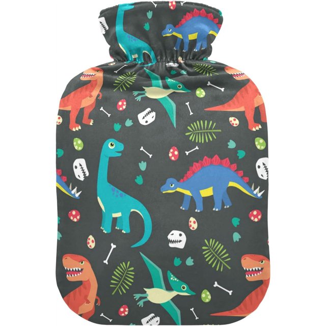 Hidove Dinosaur Hot Water Bottle with Cute Fleece Cover 1L Hot Water