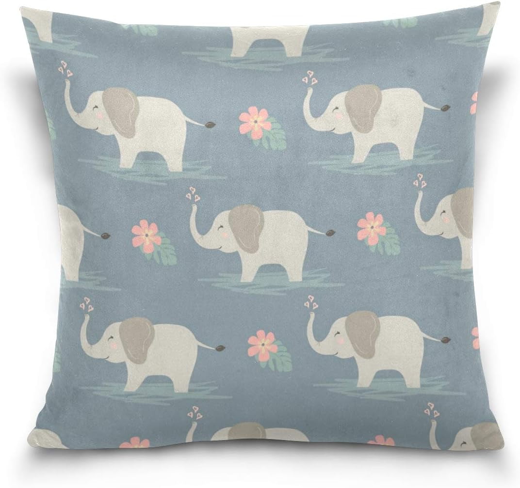 Hidove Elephants in Pastel Colors Velvet Oblong Lumbar Plush Throw