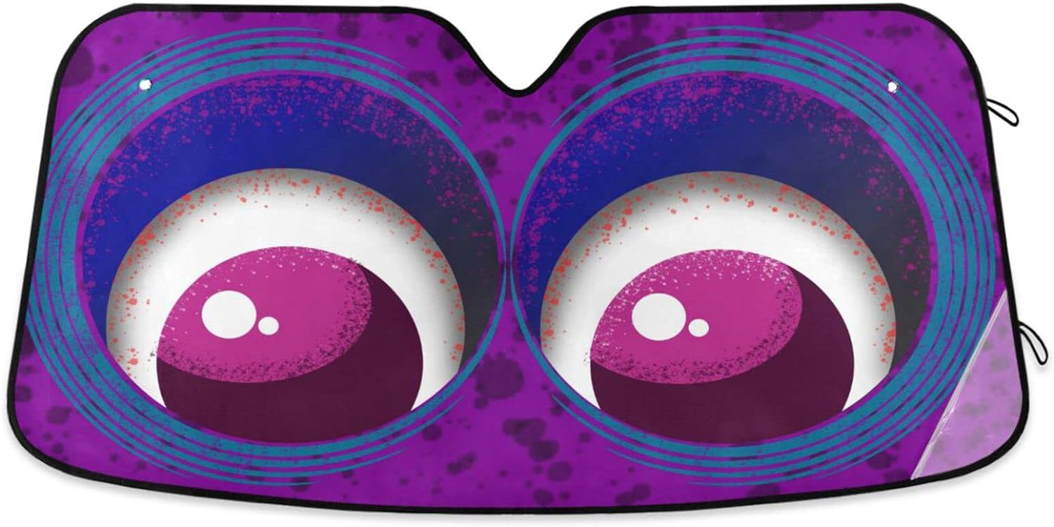 Hidove Eyes with Grain Texture Car Windshield Sun Shade,Oldable Visor Protector Keep Cool