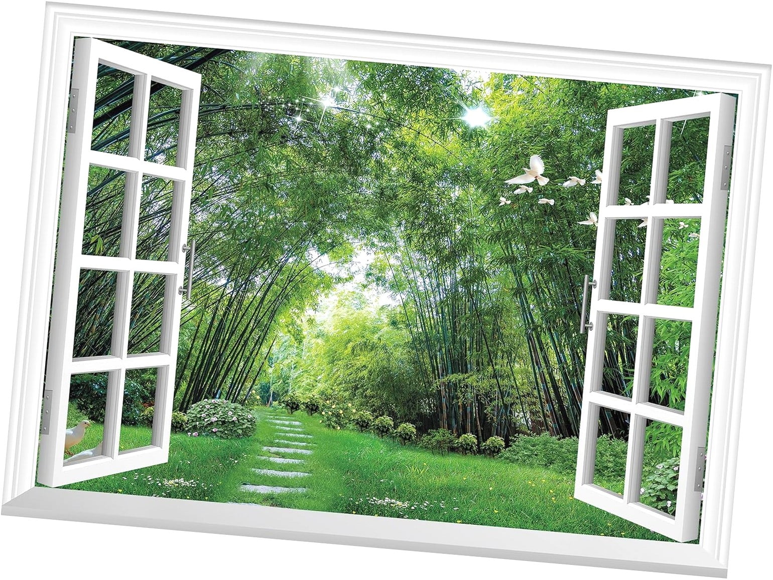 Hidove Fake Window Wall Mural Jungle Faux Window Wall Sticker for Wall ...