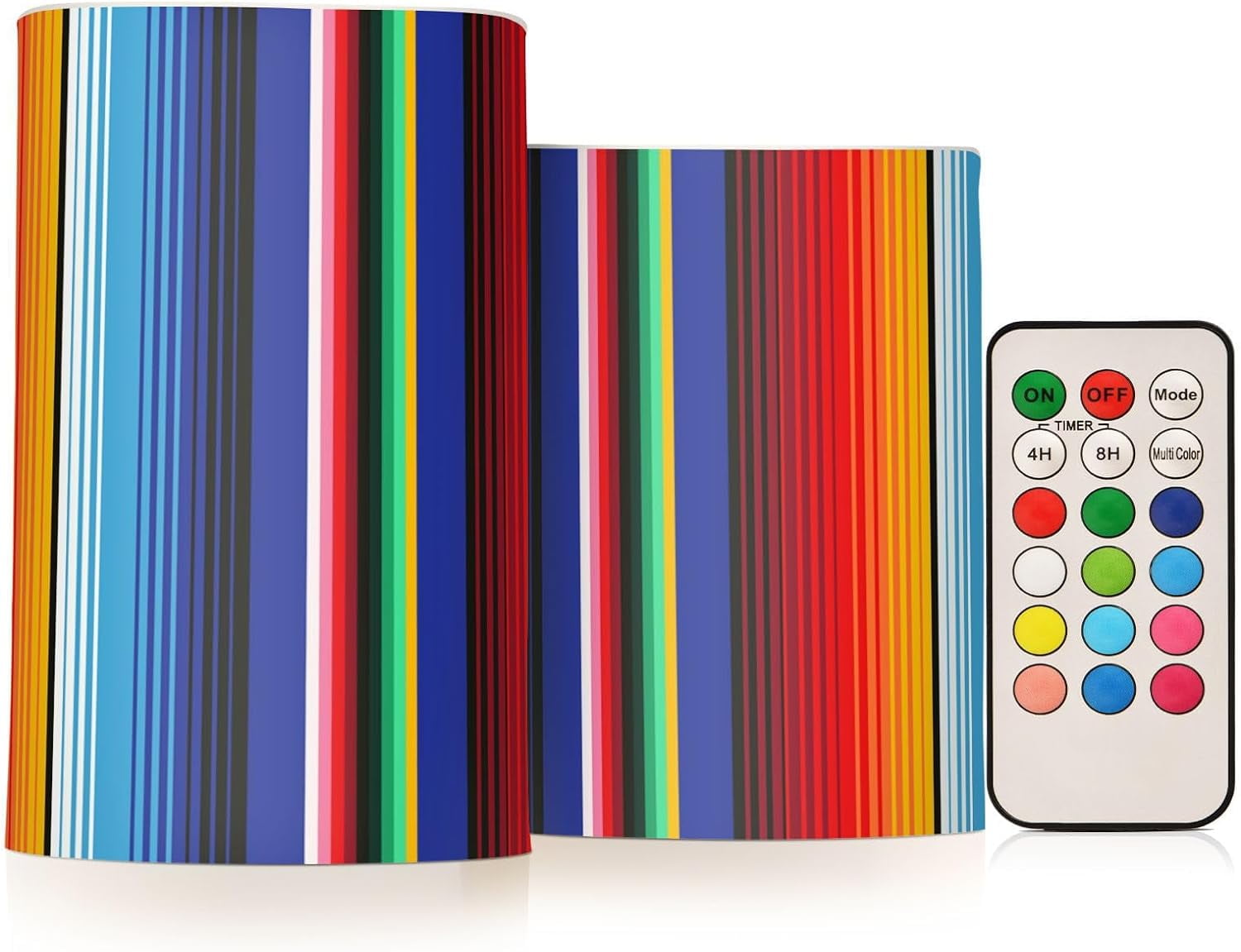 Hidove Flameless Candles 2PCS,Mexican Blanket Stripes Battery Operated