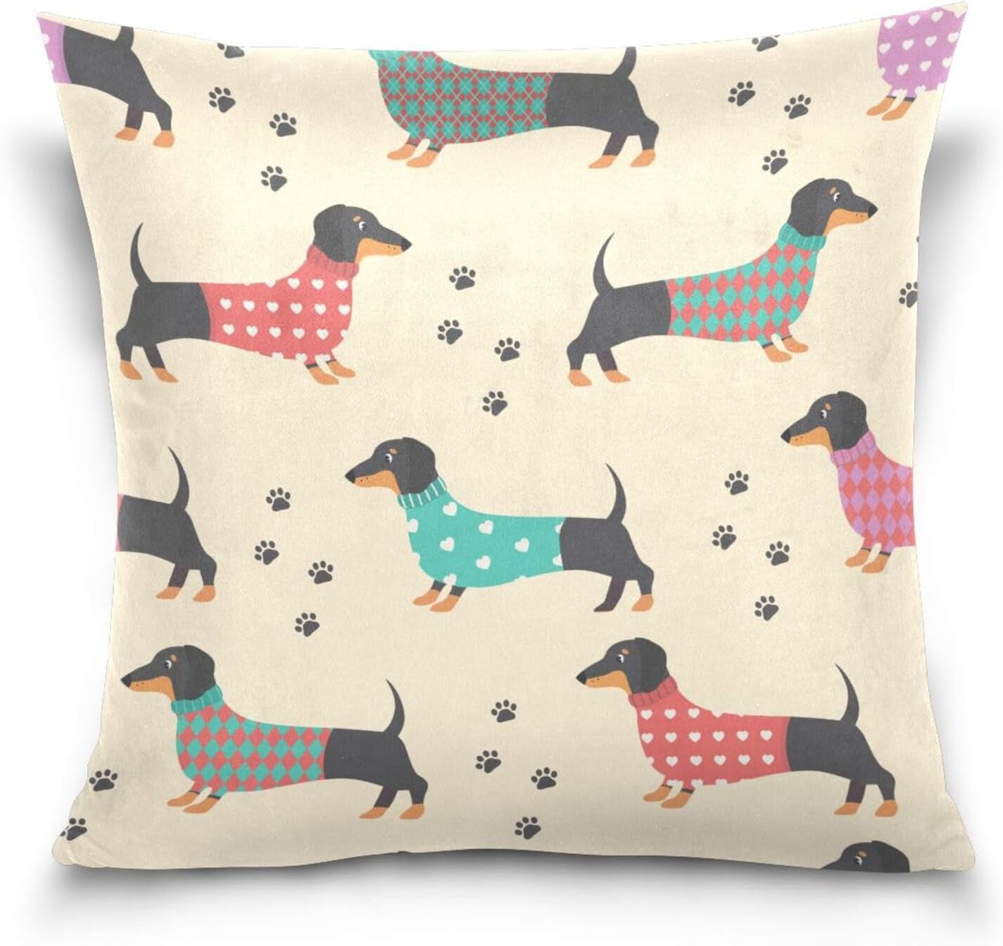 Hidove Funny Dachshund Dog Pillow Cover 20 x 20 Inch, Soft Decorative ...