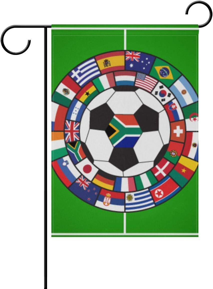 Hidove Garden Flag Soccer Field with The Ball and Flags Seasonal ...