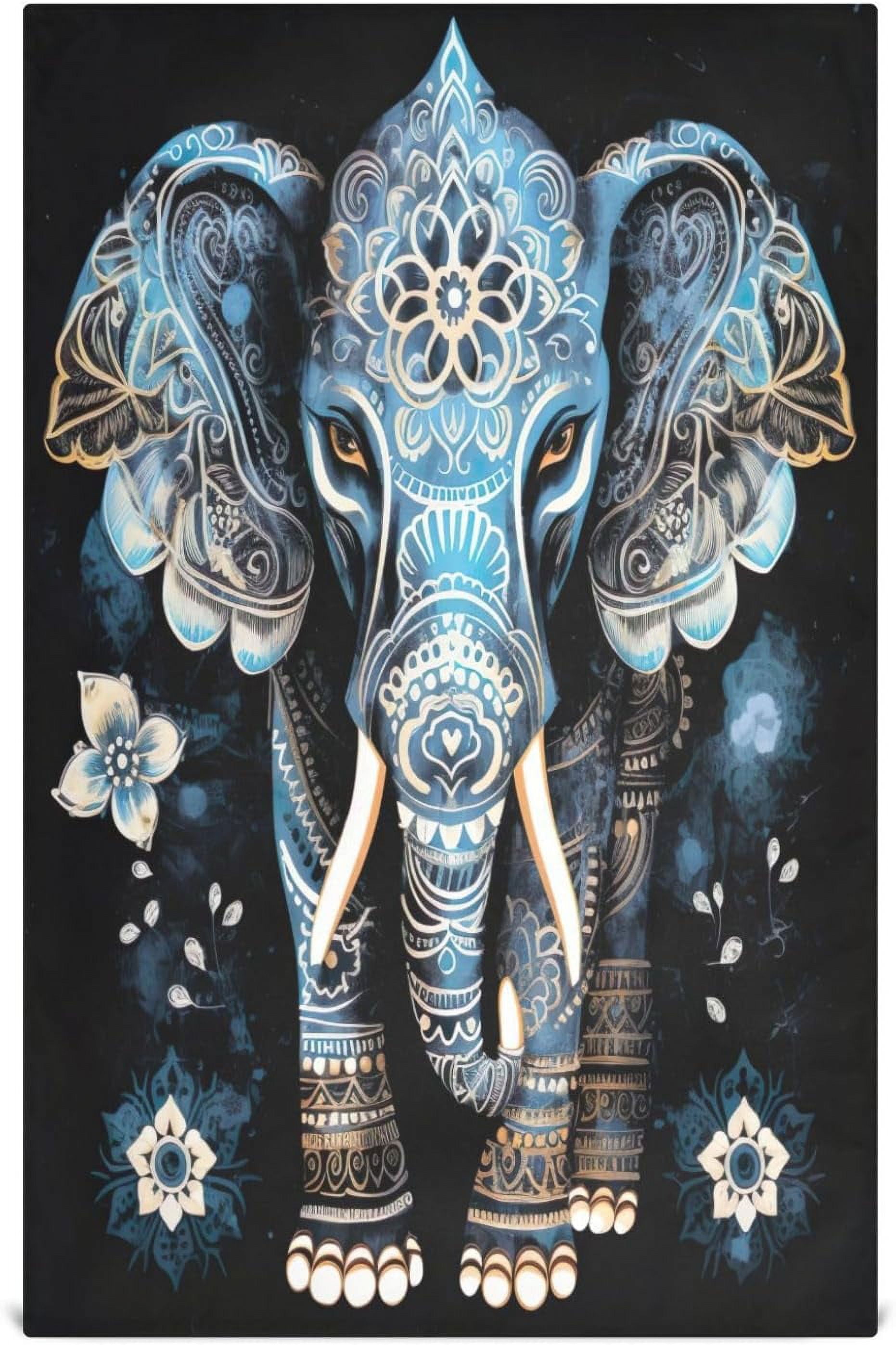 Hidove Indian Elephant Kitchen Towels Set of 6, Ultra Soft Absorbent