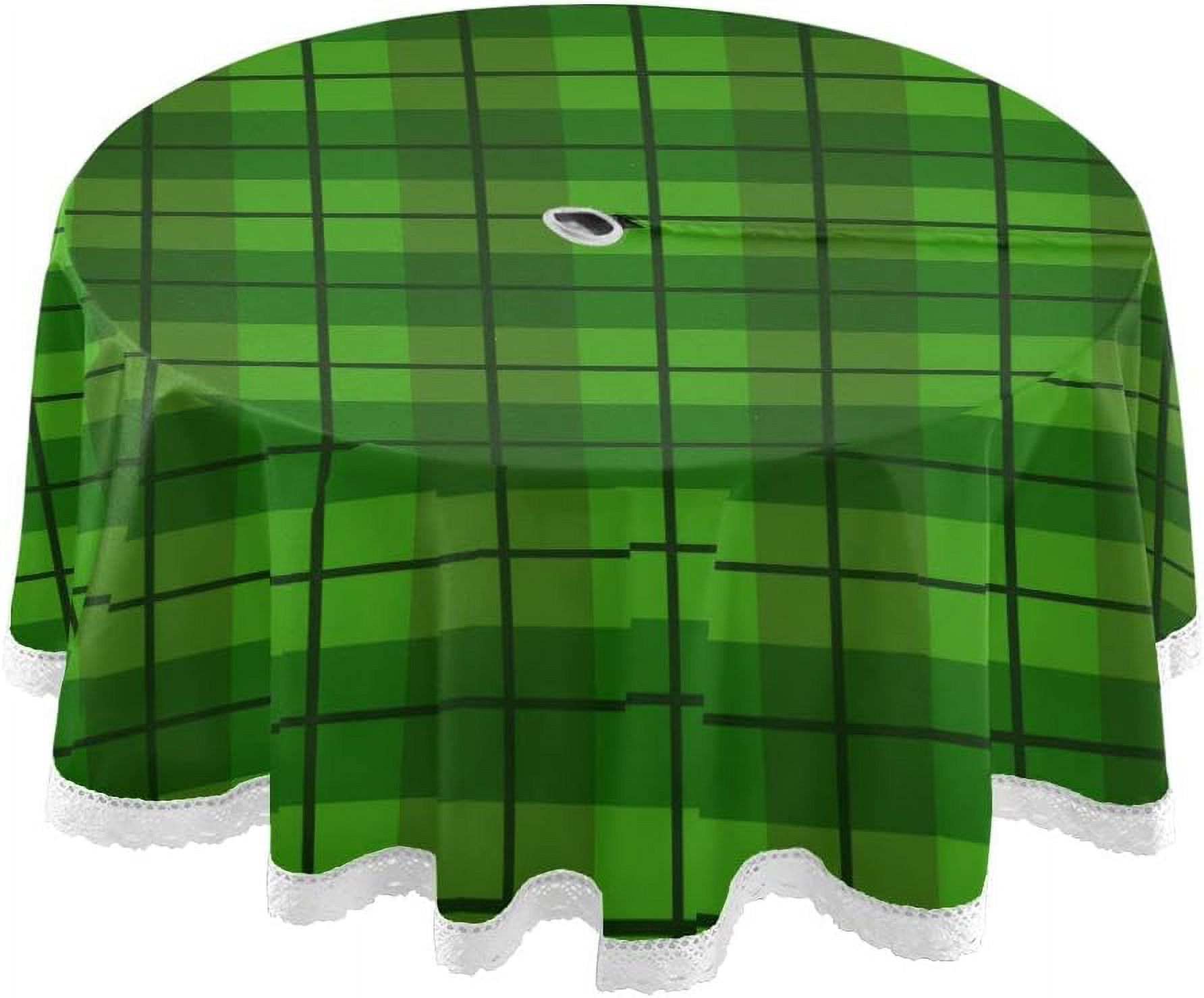 Hidove Irish Plaid Green Buffalo Outdoor Round Tablecloth Waterproof