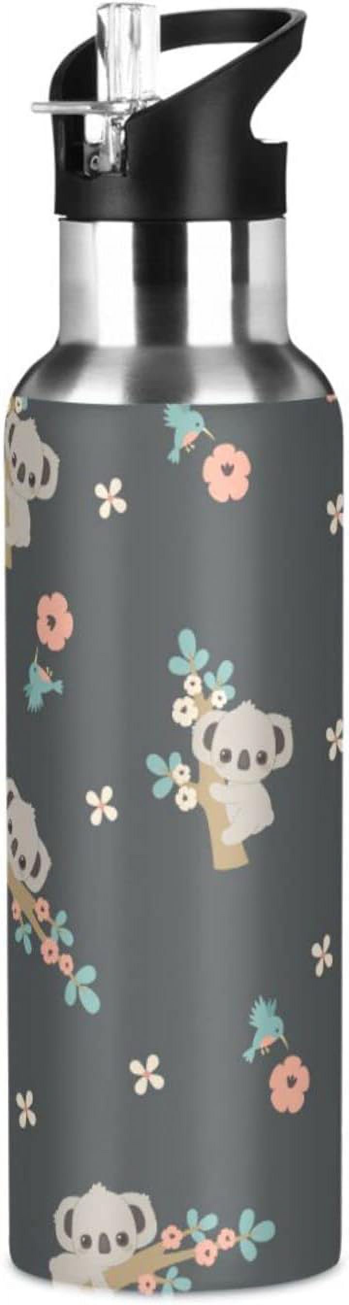 Hidove Koala Water Bottle with Straw Lid, 20 oz Double Wall Vacuum