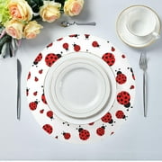 Hidove Ladybug Round Placemats 1pc,Non Slip Heat Resistant Washable Table Mats for Kitchen Dining Table Decoration,15.4"