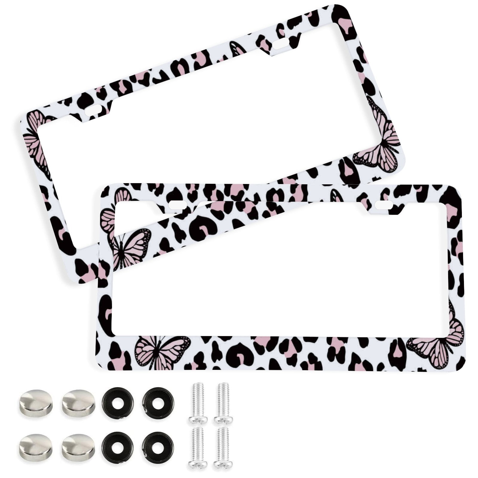 Hidove License Plate Frames, Butterfly and Leopard Print Waterproof