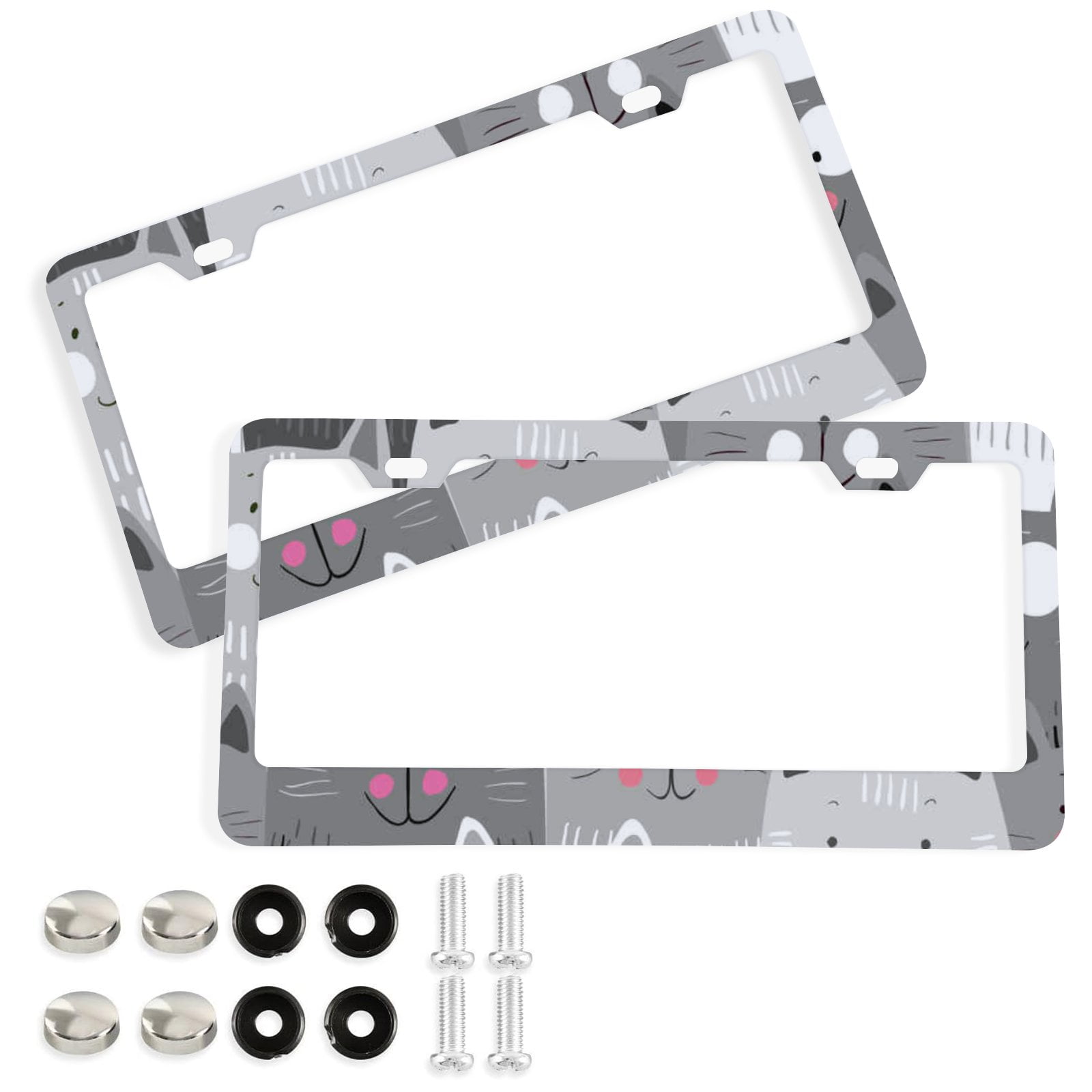 Hidove License Plate Frames, Cats Waterproof Aluminum Alloy Front Rear