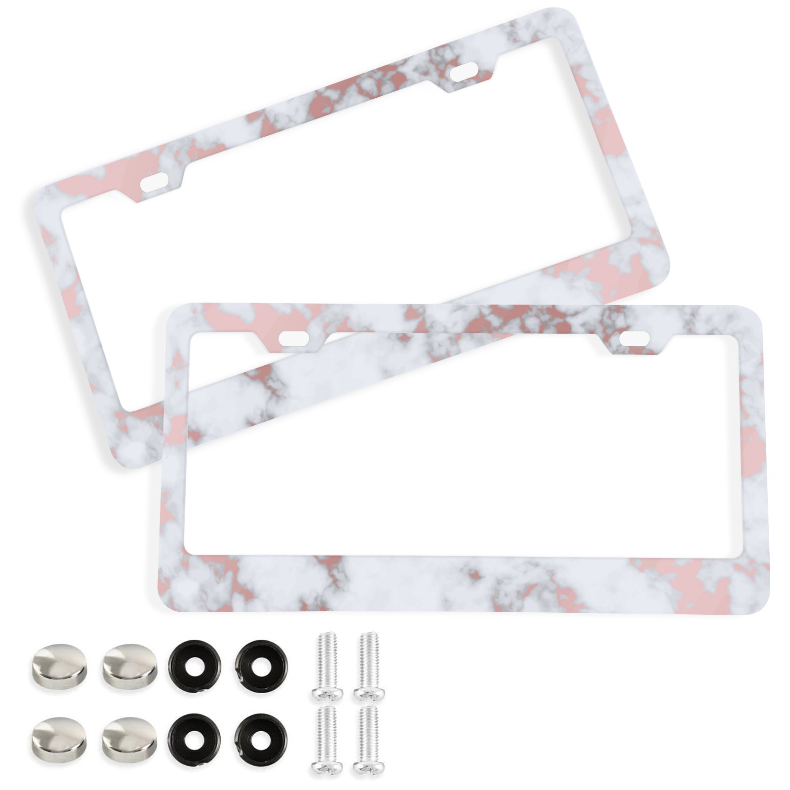 Hidove License Plate Frames, Vector Marble Background with Rose Gold