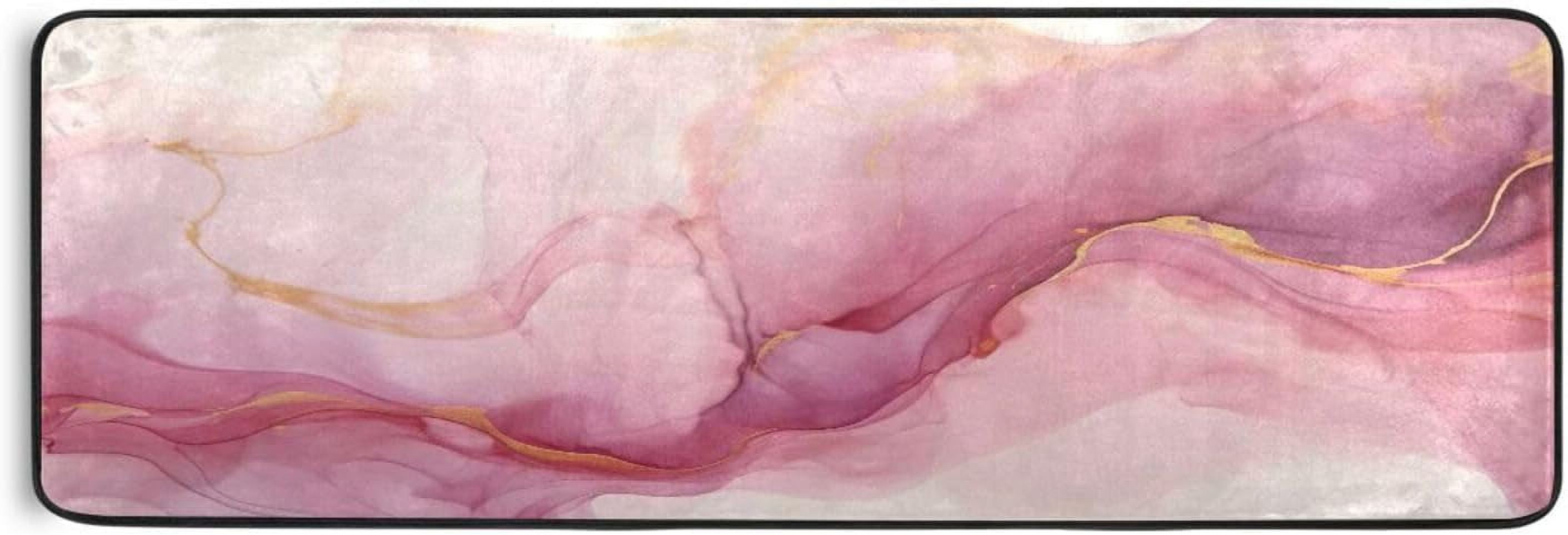 Hidove Liquid Painting Pink Area Rug 2' x 6' Washable Runner Rugs with Rubber Backing Non