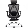 thumbnail image 1 of Sihoo Office Chair with Footrest, Ergonomic, High Back, 2D Armrest & Headrest, Mesh Desk Chair with Lumbar Support for Home and Office, 300lbs, Light Black, 1 of 10