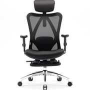 Sihoo Office Chair with Footrest, Ergonomic, High Back, 2D Armrest & Headrest, Mesh Desk Chair with Lumbar Support for Home and Office, 300lbs, Light Black