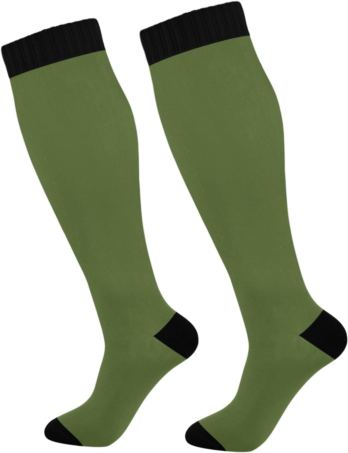 Hidove Plain Dark Olive Green Solid Color Compression Socks Women Men ...