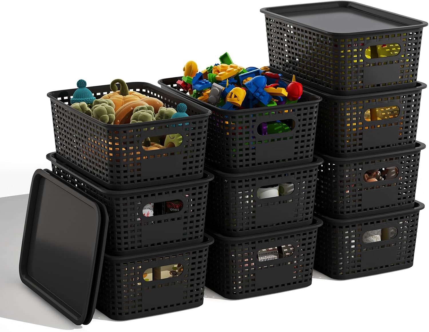 Walmart Containers Hidove Plastic Storage Baskets with 10 Pack Stackable Storage Bins ...