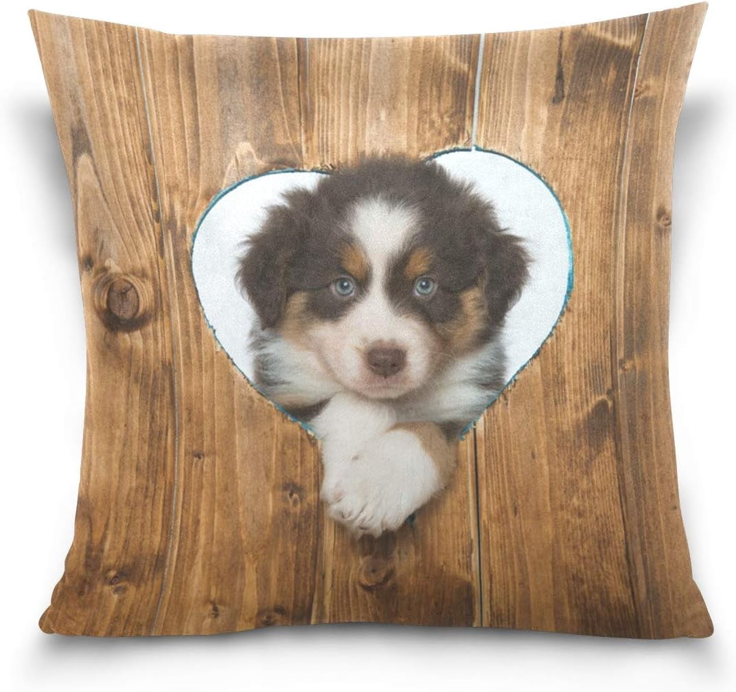 Puppy Dog with Blue Bow Eura Sham Pillow Case