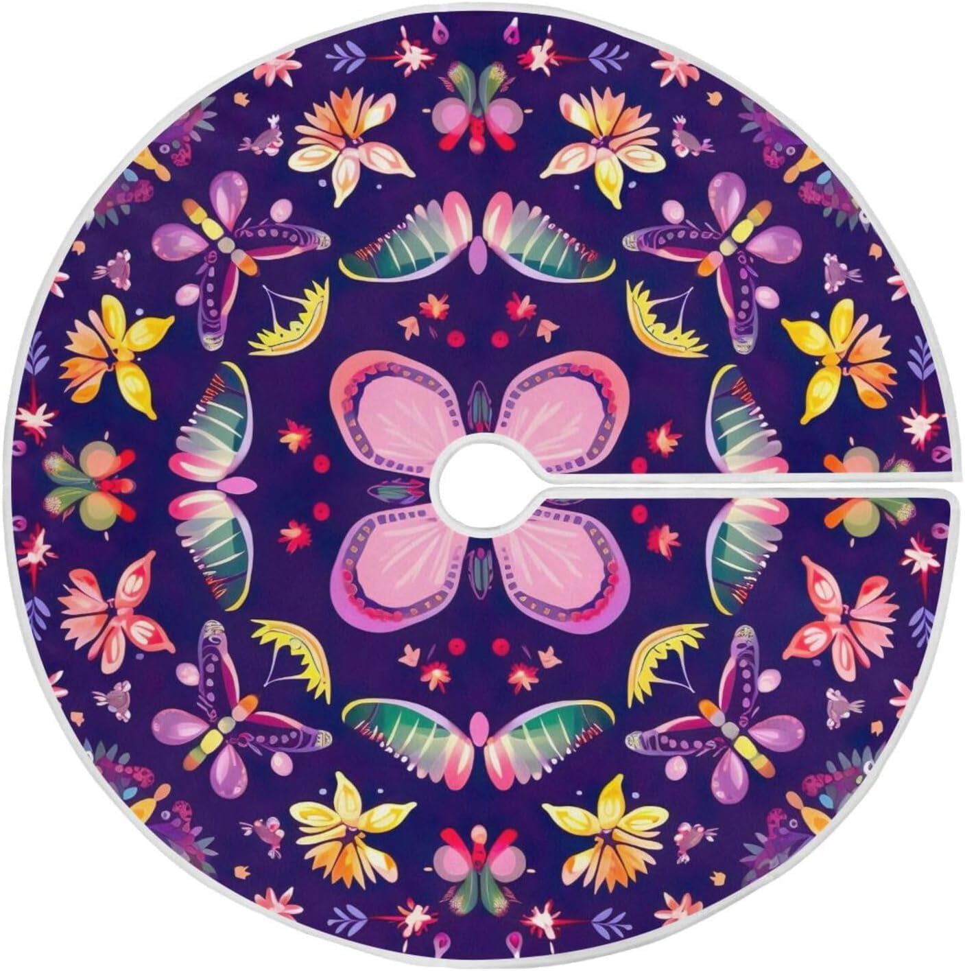 Hidove Purple Mandala Christmas Tree Skirt 47.2",Suede Xmas Tree Skir