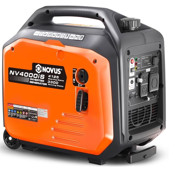 NOVUS 4125 Watt Portable Inverter Generator with Wheels & Handle, 158cc Engine Gas Generators with RV-Ready, Quiet and Lightweight for Camping, Home and RV, with CO Sensor, ECO Mode, EPA Compliant