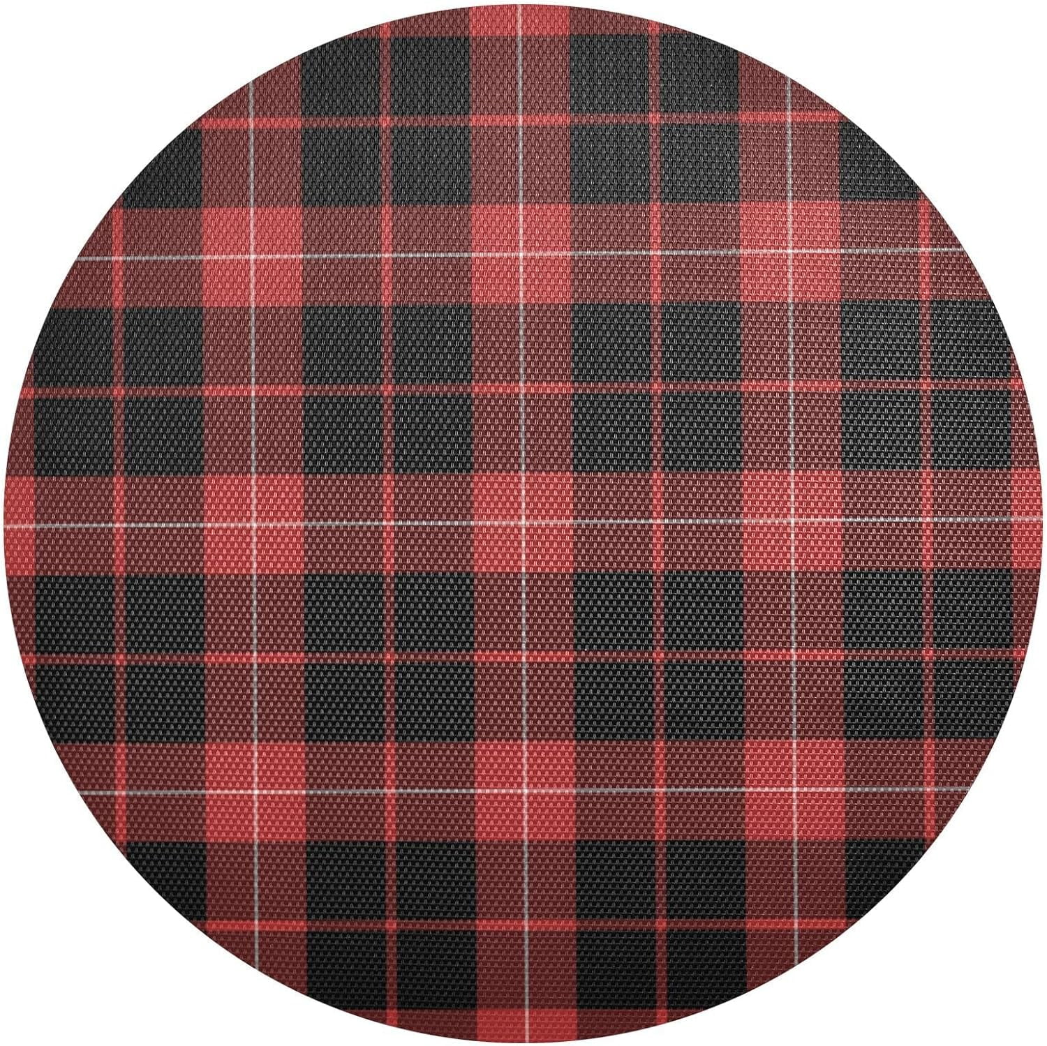 Hidove Red & Black Buffalo Plaid Round Placemat Set of 4, NonSlip Heat