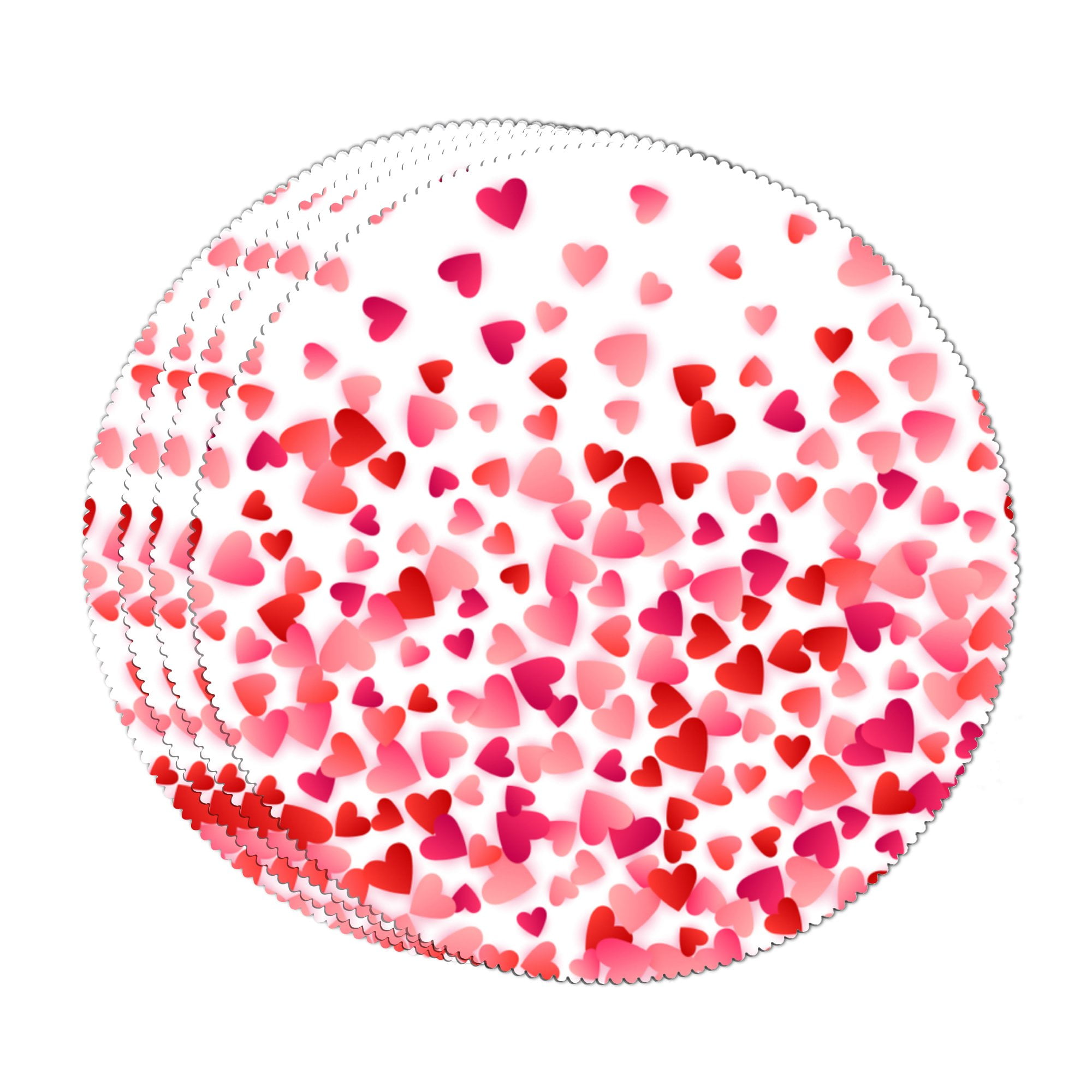 Hidove Round Placemats, Red Flying Hearts Bright Love HeatResistant
