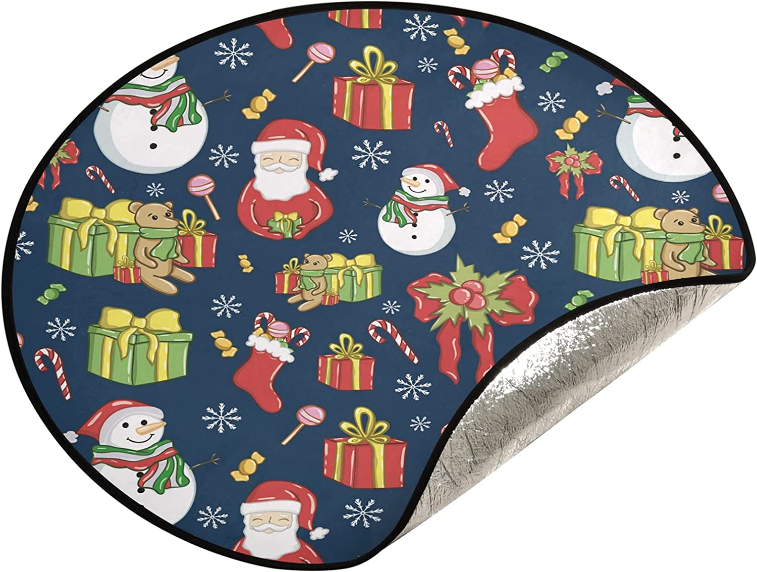 Hidove Santa Claus Christmas Tree Mat Round Christmas Tree Stand Mat