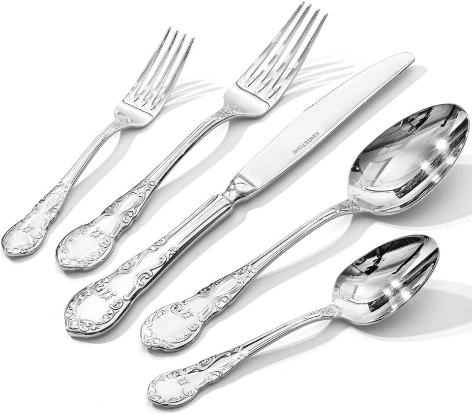 All Silverware Hidove Silverware Set, 20-Piece 18/10 Steel Silverware Set for 4 with ...