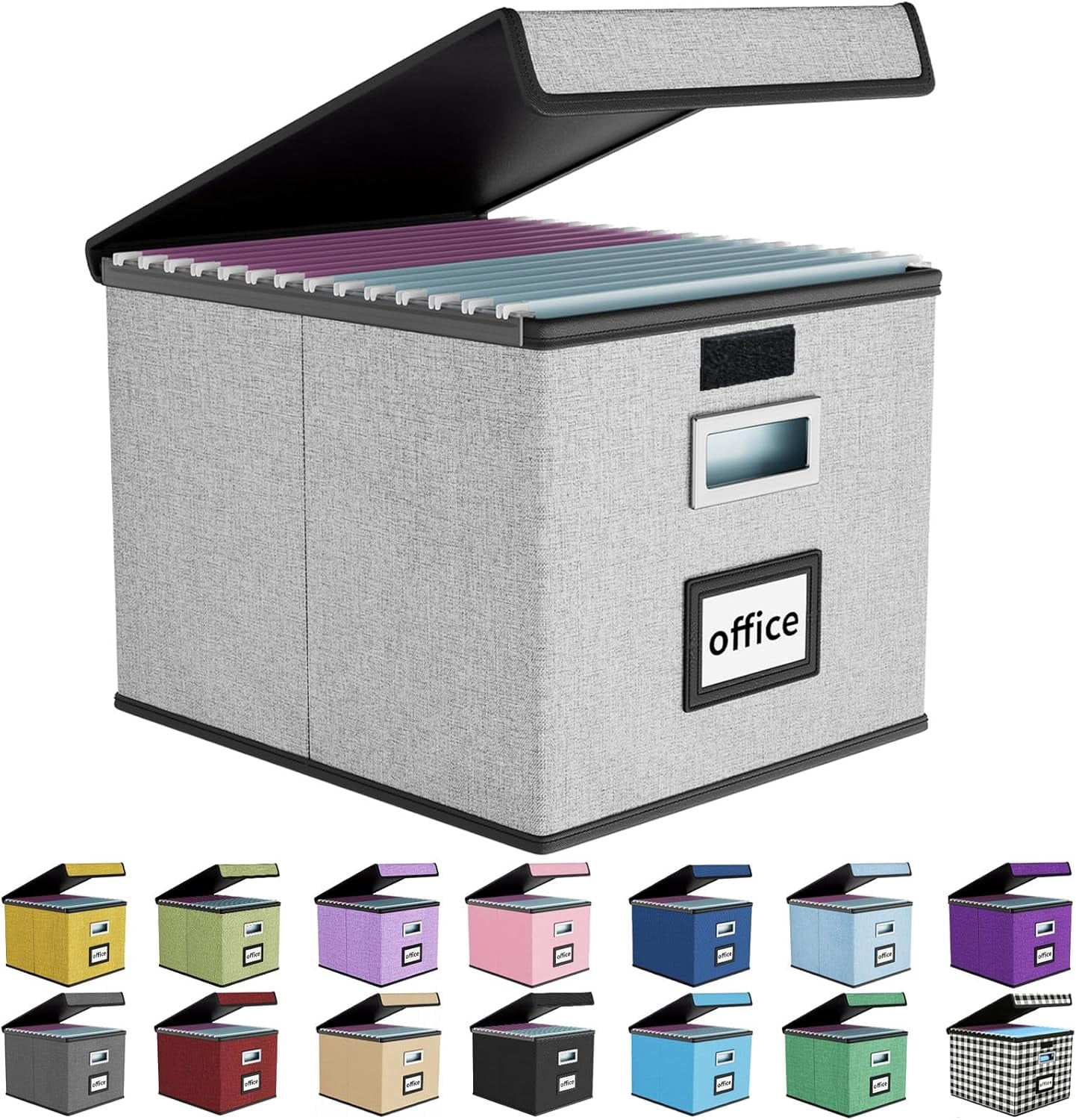 Hidove Upgraded File Organizer Box with Lid, Collapsible Linen Hanging ...