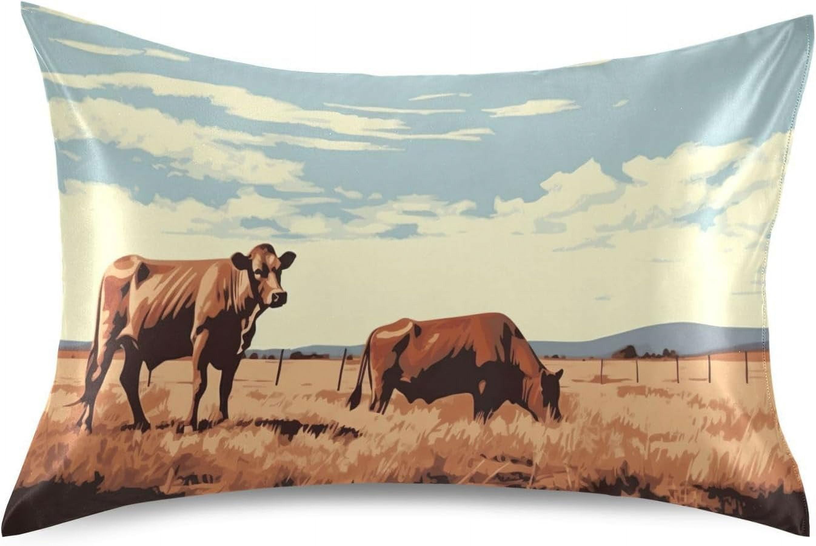 Hidove Vintage Cow Satin Pillowcase for Hair and Skin, Soft and Cozy ...