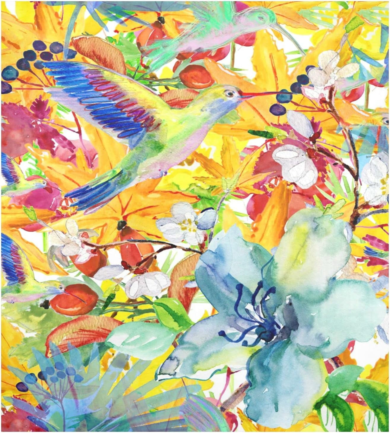 Hidove Watercolor Hummingbird Dishwasher Sticker, Refrigerator