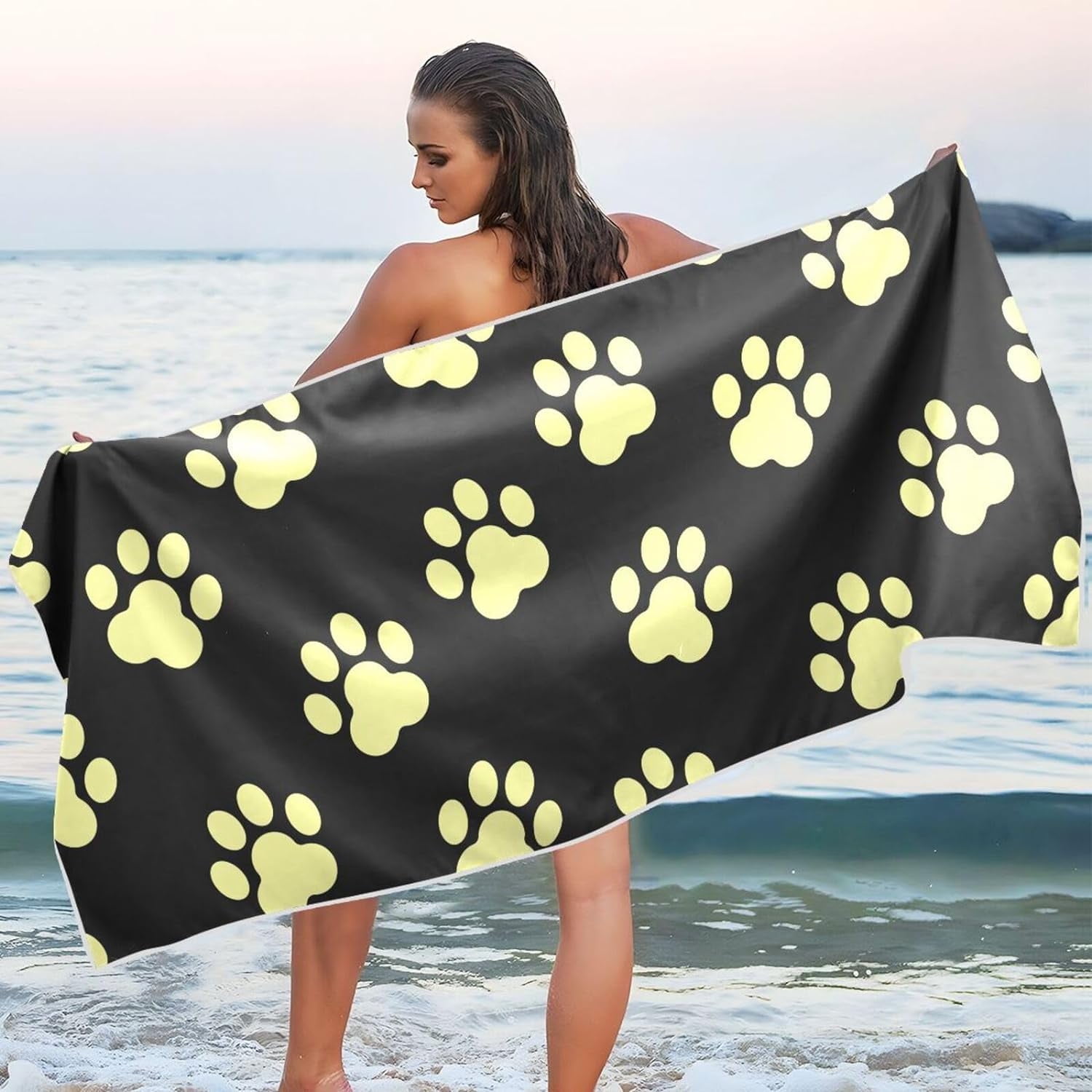 Hidove Yellow Animal Paw Prints Beach Towel Quick Dry Absorbent Bath Towels Sandproof Lightweight Towel for Gym Yoga Sports Swimming 31x71in Walmart