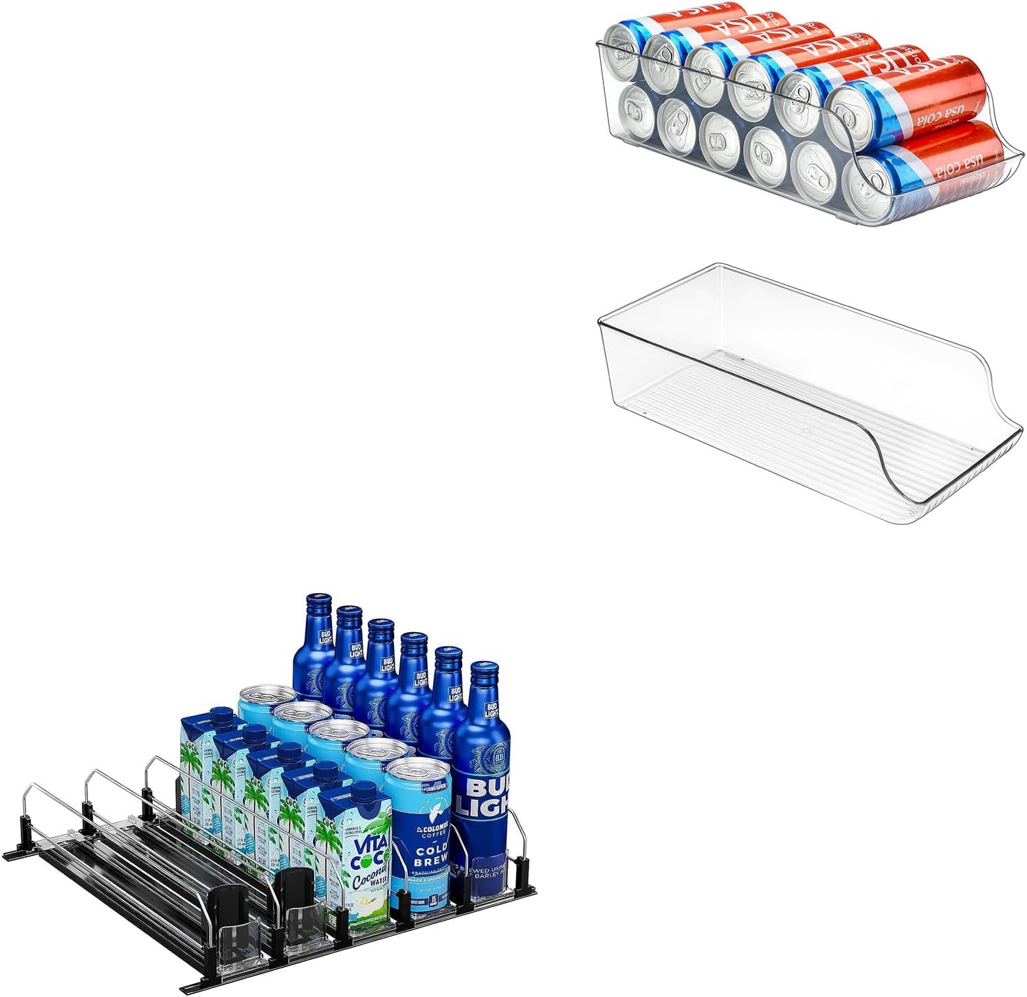 Hidove on 2 Pa Skinny Can Drink Dispenser Organizer for Refrigerator ...