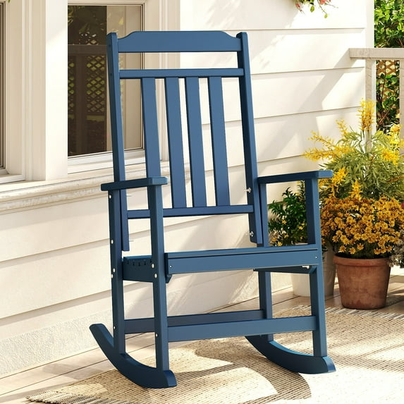 Hidpriva 1PC Outdoor Rocking Chair,HDPE Oversized Rocking Chairs for Lawn,Porch,Backyard,Indoor and Garden, Blue