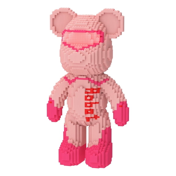 Hidpriva 4500PCS Bear Building Blocks Bear Display Model, Micro 4D Instruction Home & Office Decor Animal Building Blocks, Fluorescence Design for Adults & Kids,Pink bear