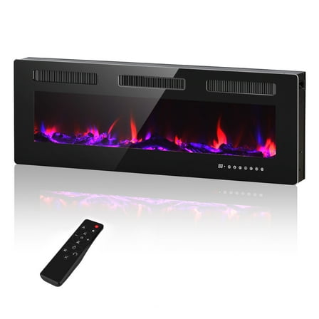 Hidpriva 50" Electric Fireplace Recessed, Ultra Thin Fireplace W/ Timer & Remote Control, 15 Flame Colors, 1500W/750W