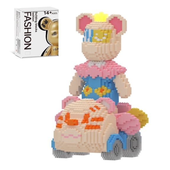 Hidpriva 5600PCS Bear Building Blocks,Home & Office Decor Bear Display Model, Fluorescence Design Micro 3D Animal Building Blocks, Car Bear