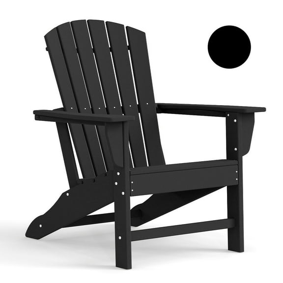 Hidpriva Adirondack Chairs, HDPE Weather Resistant Outdoor Chair w/ 400LBS Capacity for Patio, Garden and Fire Pit,Black