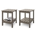 thumbnail image 1 of Hidpriva Set of 2 Adirondack Outdoor Side Table, 2-Tier HDPE Weather Resistant Patio End Table, Brown Wood Grain, 1 of 5