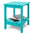 thumbnail image 1 of Hidpriva Adirondack Outdoor Side Table, 2-Tier HDPE Weather Resistant Patio End Table for Poolside Porch Backyard Patio Lawn, Aqua, 1 of 5