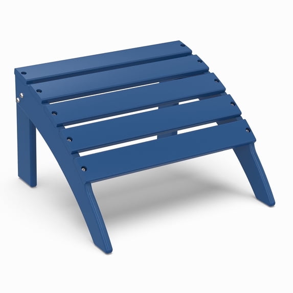 Hidpriva Outdoor Adirondack Ottoman, HDPE Weather Resistant Folding Footstool for Patio Pool Porch Lawn, Blue
