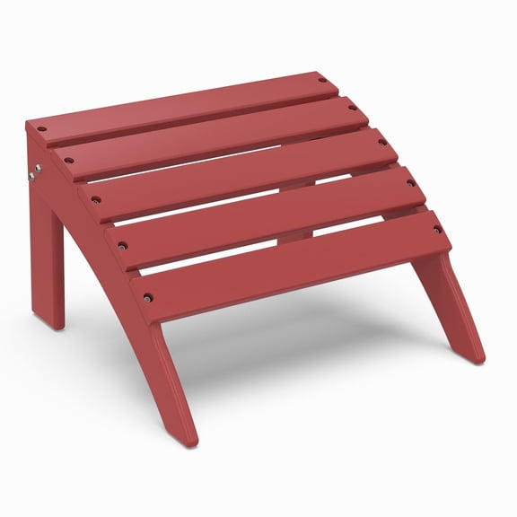 Hidpriva Outdoor Adirondack Ottoman, HDPE Weather Resistant Folding Footstool for Patio Pool Porch Lawn, Red