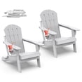 thumbnail image 1 of Hidpriva Outdoor Folding Adirondack Chair with Cup Holder, HDPE Weather Resistant Fire Pit Chair, White(Set of 2), 1 of 7