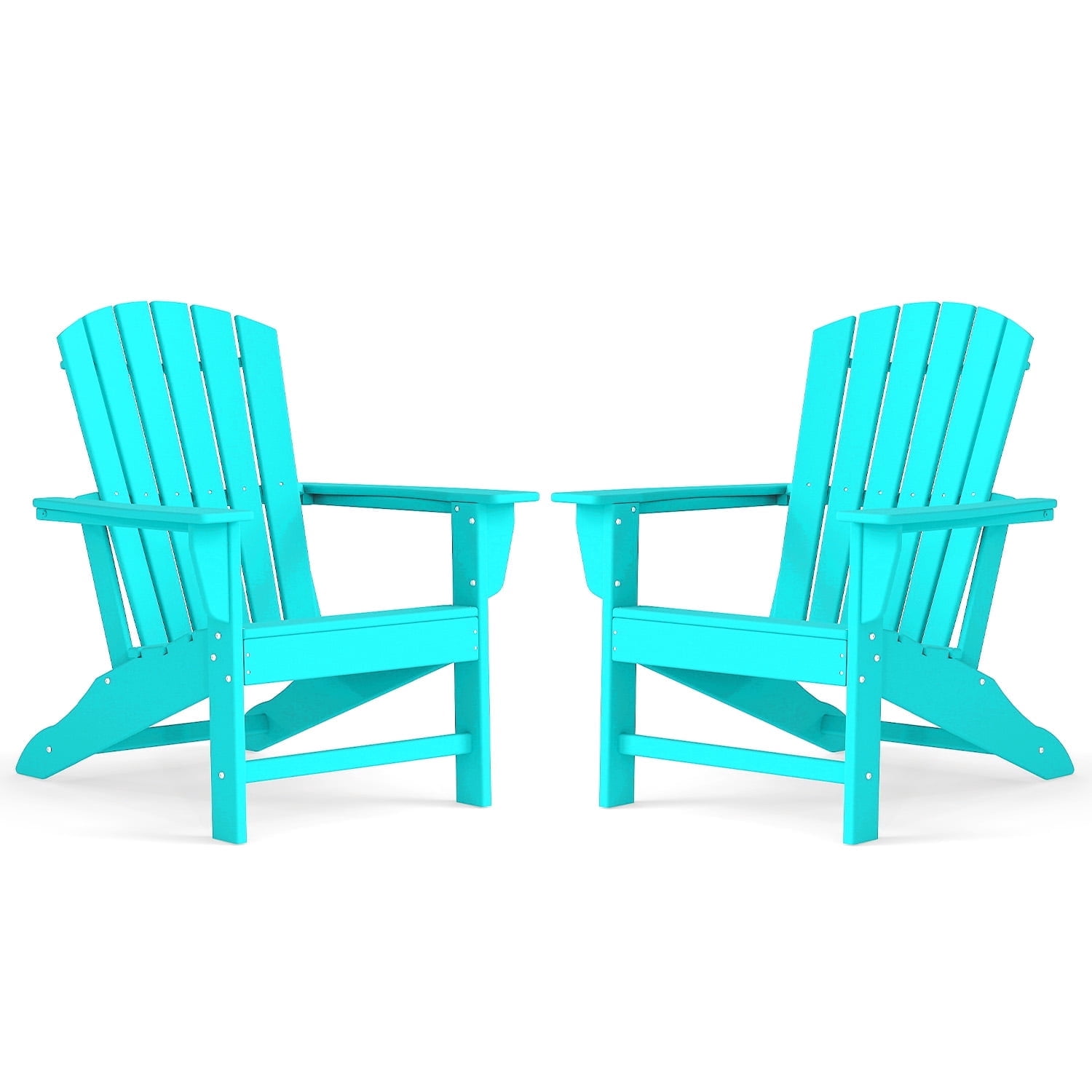 Hidpriva Set of 2 Adirondack Chairs, HDPE Weather Resistant Outdoor Chair w/ 400LBS Capacity for Patio, Garden and Fire Pit,Aqua