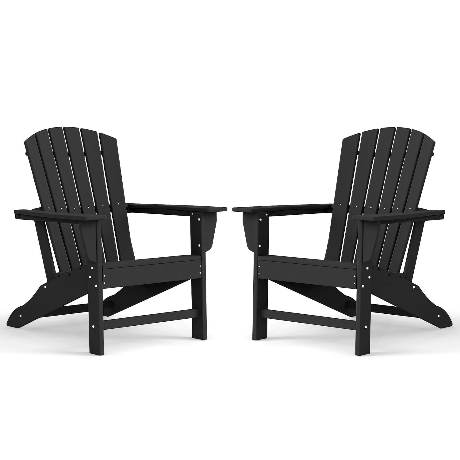 Hidpriva Set of 2 Adirondack Chairs, HDPE Weather Resistant Outdoor Chair w/ 400LBS Capacity for Patio, Garden and Fire Pit,Black