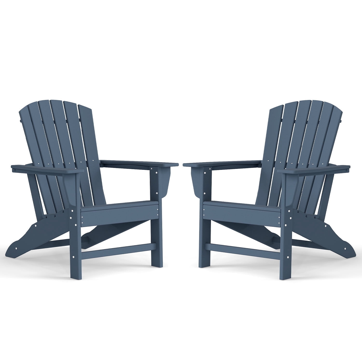 Hidpriva Set of 2 Adirondack Chairs, HDPE Weather Resistant Outdoor Chair w/ 400LBS Capacity for Patio, Garden and Fire Pit,Blue