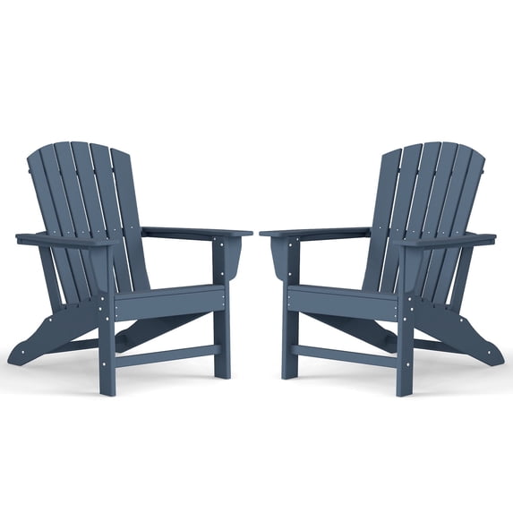 Hidpriva Set of 2 Adirondack Chairs, HDPE Weather Resistant Outdoor Chair w/ 400LBS Capacity for Patio, Garden and Fire Pit,Blue