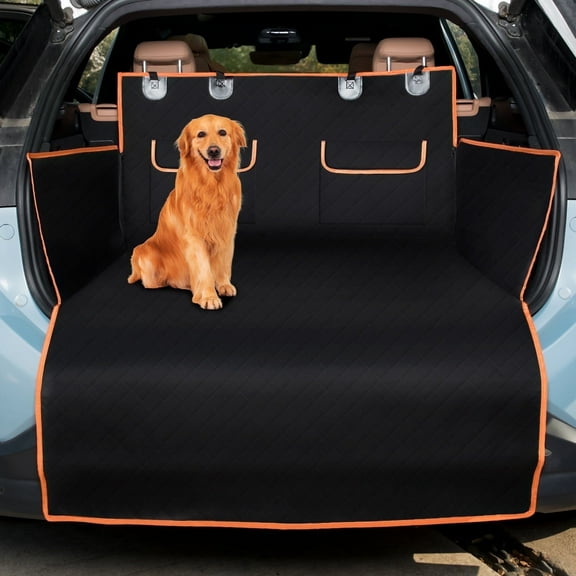 Hidpriva Waterproof Dog Back Seat Cover with Bumper Flap Protector,Nonslip Dog Car Seat Cover Mat,Universal Fit SUVs Sedans Trunks Vans,Black Large