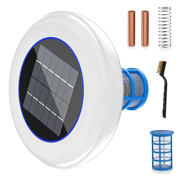Hidpriva solar pool Cleaner, Solar Pool Ionizer, Floating Water Cleaner and Purifier with 2 Copper Replacement for Fresh and Salt Water Pools & Spas, Round