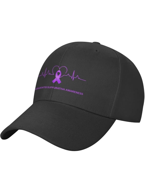 Hidradenitis Suppurativa Awareness Heart-Beat Plain Baseball Caps Adjustable Washed Twill Low Profile Dad Hats for Men Women Black